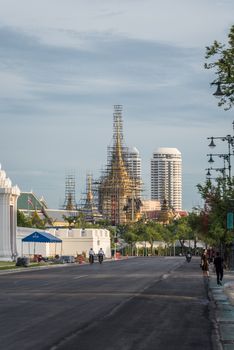 Bangkok, Thailand - August 25, 2017 : Construction site of The royal funeral pyre for HM King Bhumibol Adulyadej at Sanam Luang prepared to be used as The royal funeral at October 25, 2017