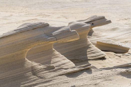 Al Wathba sand stones or Fossil Dunes in the desert of  Abu Dhabi, United Arab Emirates