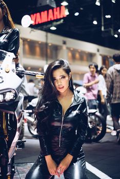 Bangkok, Thailand - December 10, 2017 : Unidentified model pretty lady on display in car show event. This a open event no need press credentials required.