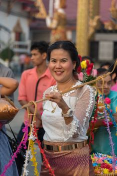 Bangkok, Thailand - January 21, 2018 : Ordination ceremony in buddhist Thai monk ritual for change man to monk in ordination ceremony in buddhist in Thailand