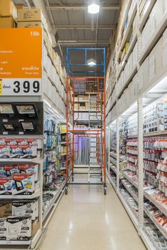 Bangkok, Thailand - January 21, 2018 : Many types of electrical equipment products for sale in supermarket open daily