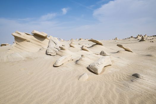 Al Wathba sand stones or Fossil Dunes in the desert of  Abu Dhabi, United Arab Emirates