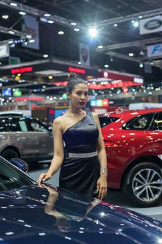 Bangkok, Thailand - March 31, 2018 : Unidentified model pretty lady beauty and sexy on display in car show event. This a open event no need press credentials required.