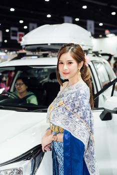 Bangkok, Thailand - March 31, 2018 : Unidentified model pretty lady beauty and sexy on display in car show event. This a open event no need press credentials required.