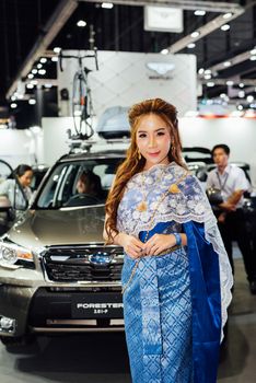 Bangkok, Thailand - March 31, 2018 : Unidentified model pretty lady beauty and sexy on display in car show event. This a open event no need press credentials required.