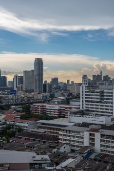 Bangkok, Thailand - May 25, 2018 : Cityscape and transportation with expressway and traffic in daytime from skyscraper of Bangkok. Bangkok is the capital and the most populous city of Thailand.