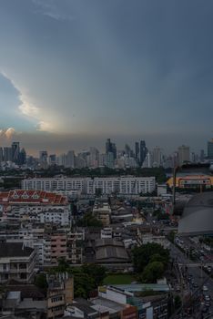 Bangkok, Thailand - May 25, 2018 : Cityscape and transportation with expressway and traffic in daytime from skyscraper of Bangkok. Bangkok is the capital and the most populous city of Thailand.