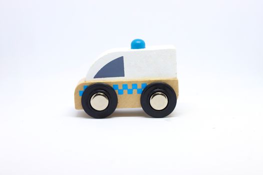 a toy ambulance isolated on white background