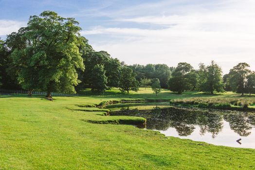 a bend in the River Bela at Dallam Park, Milnthorpe, Cumbria, UK