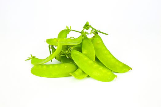 top view of fresh sweet pea isolated on white background