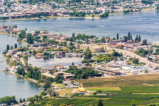 Resort area and residential houses in Osoyoos town, British Columbia