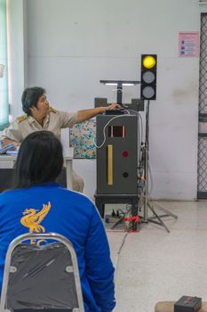 Ang Thong, Thailand - May 2, 2016 : Physical Fitness Test machine for driver license at Department of Land Transport, Ang Thong Province, Thailand