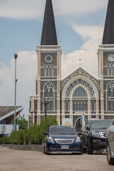 Chanthaburi, Thailand - May 6, 2016 : You can drive your car travel to The Cathedral of the Immaculate Conception is a Roman Catholic Diocese of Chanthaburi.