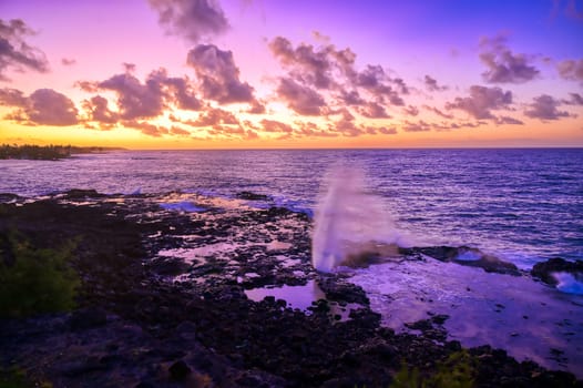 Sunrise over the coast of Kauai, Hawaii,