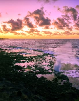 Sunrise over the coast of Kauai, Hawaii,