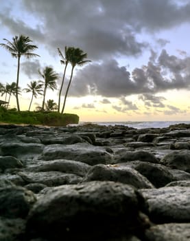 Sunrise over the coast of Kauai, Hawaii,