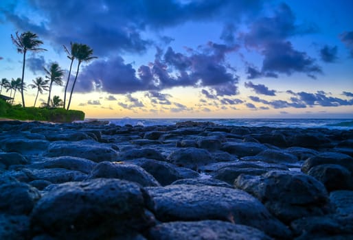 Sunrise over the coast of Kauai, Hawaii,