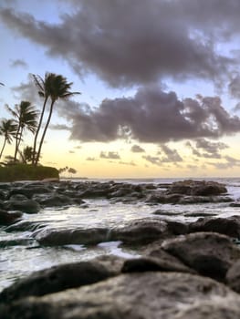 Sunrise over the coast of Kauai, Hawaii,