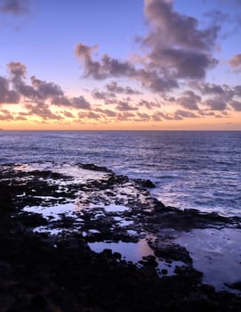 Sunrise over the coast of Kauai, Hawaii,