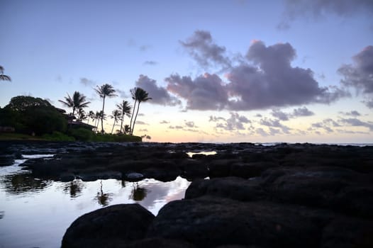 Sunrise over the coast of Kauai, Hawaii,