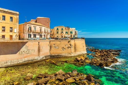 View of Ortygia (Ortigia), the historical part of Syracuse. Sicily, Italy