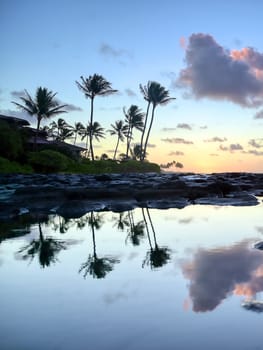 Sunrise over the coast of Kauai, Hawaii,