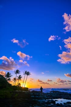 Sunrise over the coast of Kauai, Hawaii,