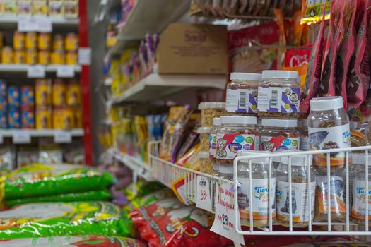 Bangkok, Thailand - May 25, 2016 : Many types of pet food in pet shop.