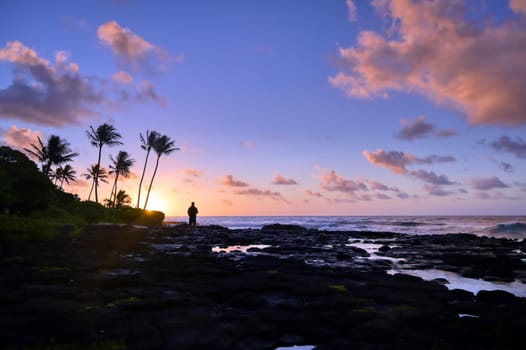 Sunrise over the coast of Kauai, Hawaii,