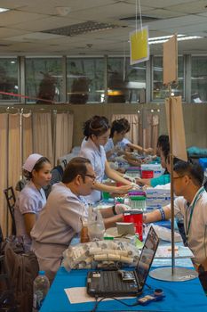 Bangkok, Thailand - May 25, 2016 : Collection blood in lab for checkup a health check by doctor and nurse