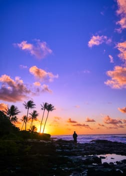 Sunrise over the coast of Kauai, Hawaii,