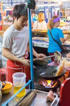 Bangkok, Thailand - January 28, 2016 : Thai street food with fried rice in market.