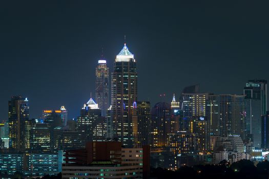 Bangkok, Thailand - October 30, 2015 : Nighttime of Bangkok city. Bangkok is the capital and the most populous city of Thailand.