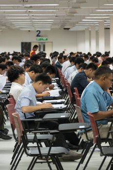 Bangkok, Thailand - October 25, 2015 : Adults take exam for appoint at State Railway of Thailand.