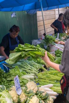 Bangkok, Thailand - January 9, 2016 : Thai exotic vegetables in market. Like the charming people, exotic vegetables greets you on almost every corner in Thailand.