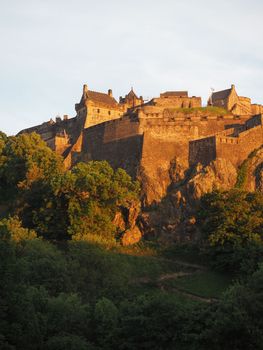 Edinburgh castle on the Castle Rock at sunset