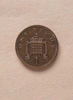 1 penny coin money (GBP), currency of United Kingdom