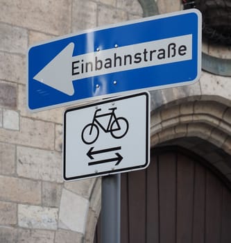 Einbahnstrasse (meaning One way in german) traffic sign