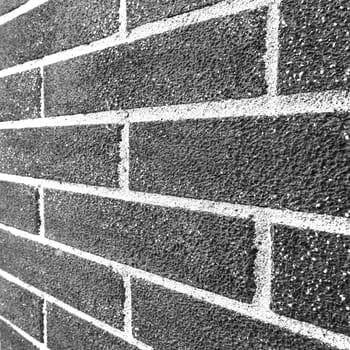 Angle view of Black and White brick wall with shallow DOF