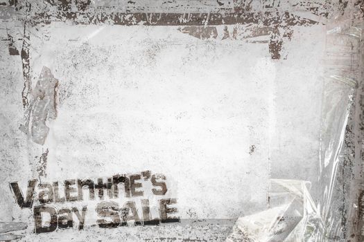 Valentine's Day Sale background with old marking tapes. Grungy frame and remains of scotch tape and cellophane. Vertical background fully editable. It can be used as a food menu, poster, wallpaper, design t-shirts and more.