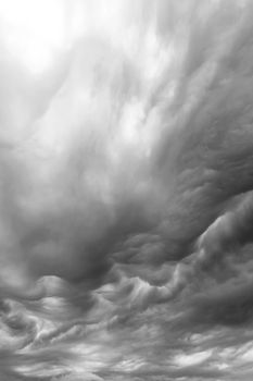 Mammatus clouds in Italy. Dramatic sky.