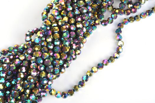 Beautiful color silver gray Glass Sparkle Crystal Isoalted Beads on white background. Use for diy beaded jewelry