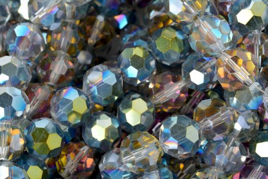 Beautiful color silver gray Glass Sparkle Crystal Isoalted Beads on white background. Use for diy beaded jewelry