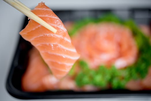 Raw fresh salmon sashimi slice ,Japanese food