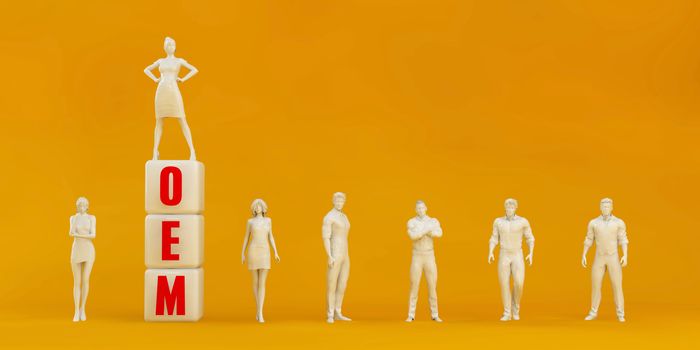 OEM Original Equipment Manufacturer Presentation Background in Orange and Red