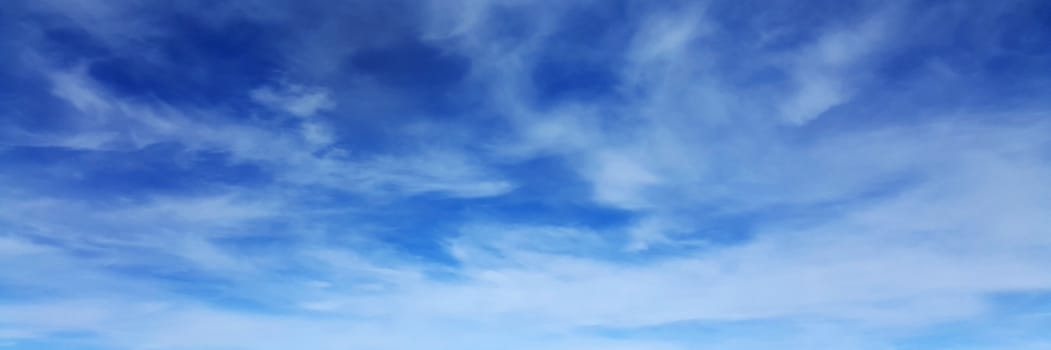 Panorama sky with cloud on a sunny day. Beautiful cirrus cloud.