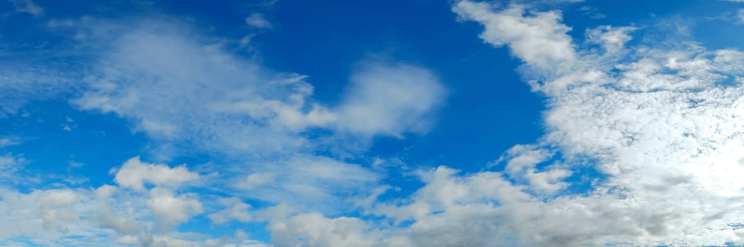 Panorama sky with cloud on a sunny day. Beautiful cirrus cloud.