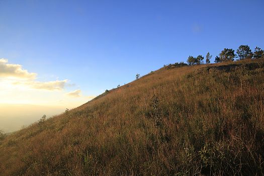 Mountain sky, sunset, evening