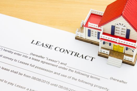 Home lease contract or house lease contract agreement. Concept about home or house rental agreement