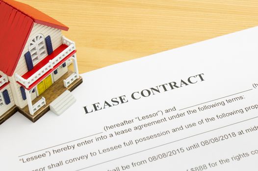 Home lease contract or house lease contract agreement. Concept about home or house rental agreement